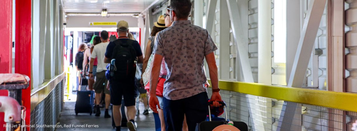 Visitors boarding the Red Jet in Southampton